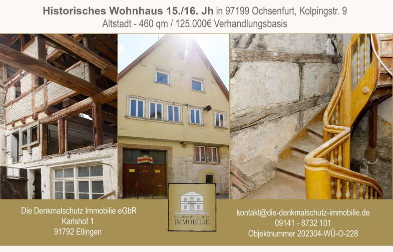 Haus zum Kauf 125.000 € 460 m² 209 m² Grundstück Kolpingstr. 9 Ochsenfurt Ochsenfurt 97199