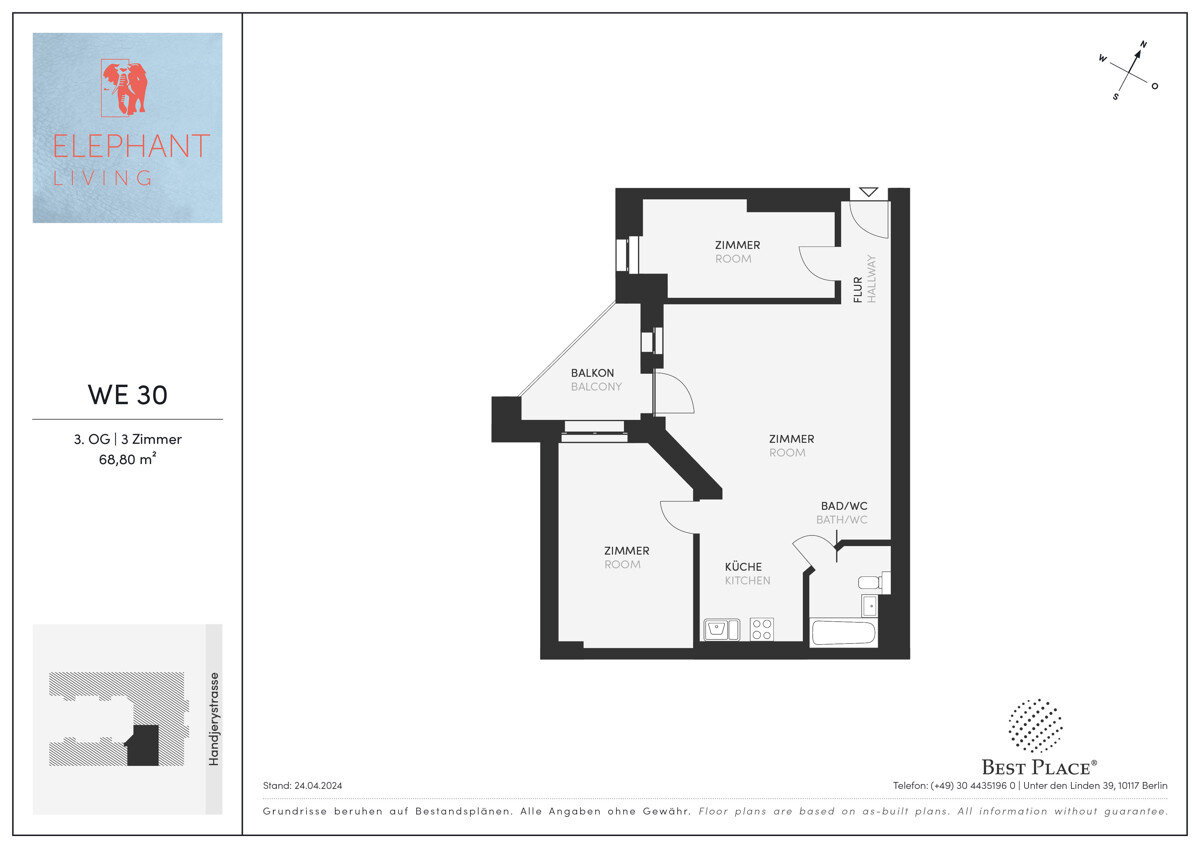 Wohnung zum Kauf provisionsfrei 292.000 € 3 Zimmer 68,8 m²<br/>Wohnfläche 3.<br/>Geschoss Handjerystraße 36 Adlershof Berlin 12489