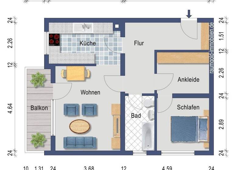 Wohnung zum Kauf 219.000 € 2 Zimmer 64 m² 5. Geschoss Brombach Lörrach 79541