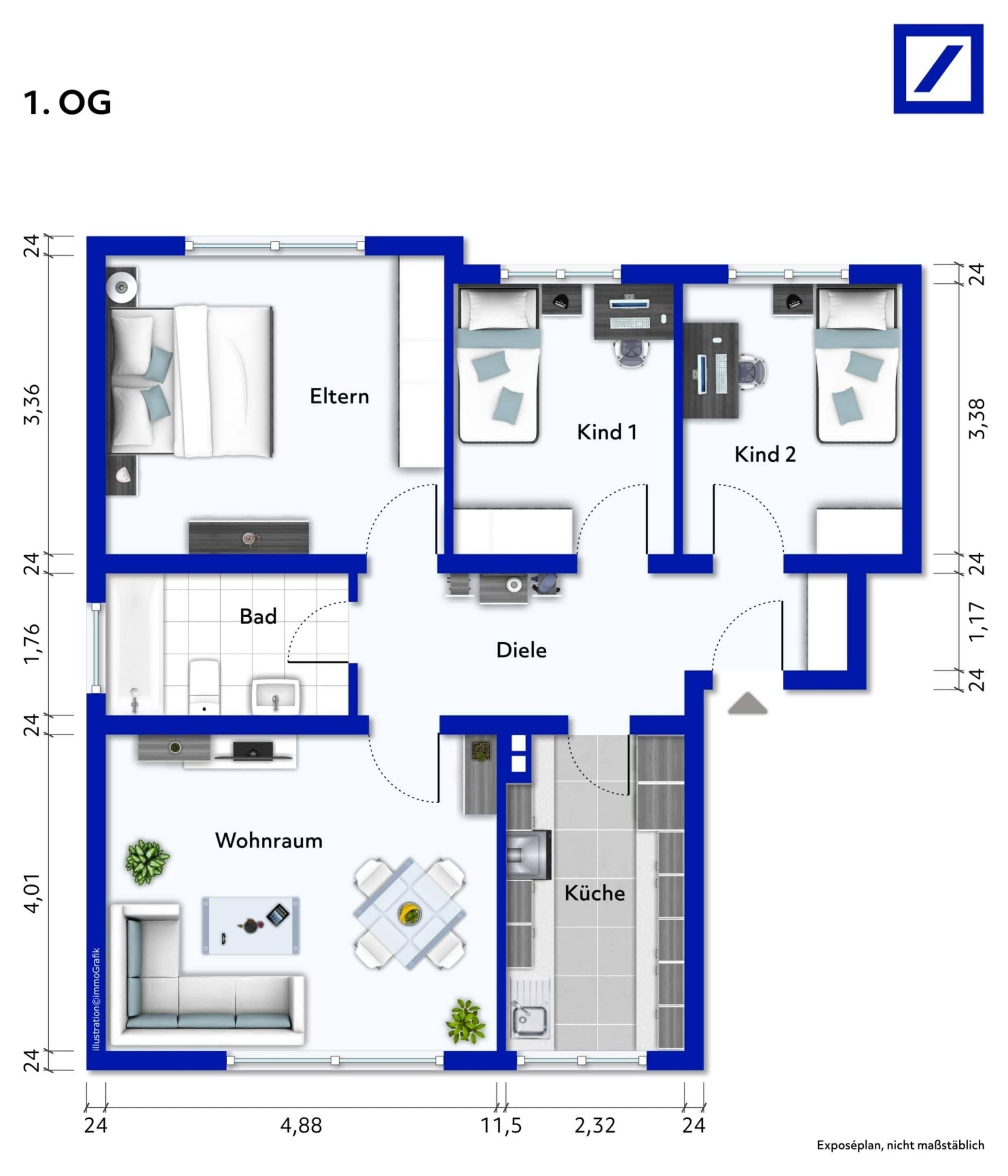 Wohnung zum Kauf 195.000 € 4 Zimmer 77 m²<br/>Wohnfläche Düren Düren 52351