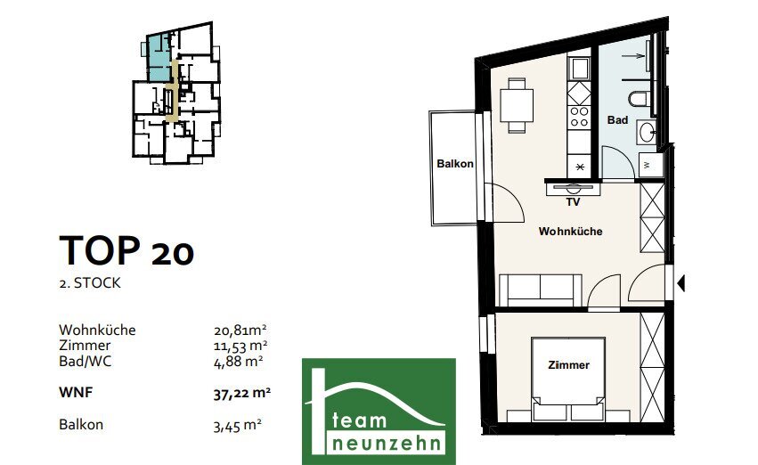 Wohnung zum Kauf 259.353 € 2 Zimmer 37,1 m²<br/>Wohnfläche 2.<br/>Geschoss Baumergasse 2a Wien 1210