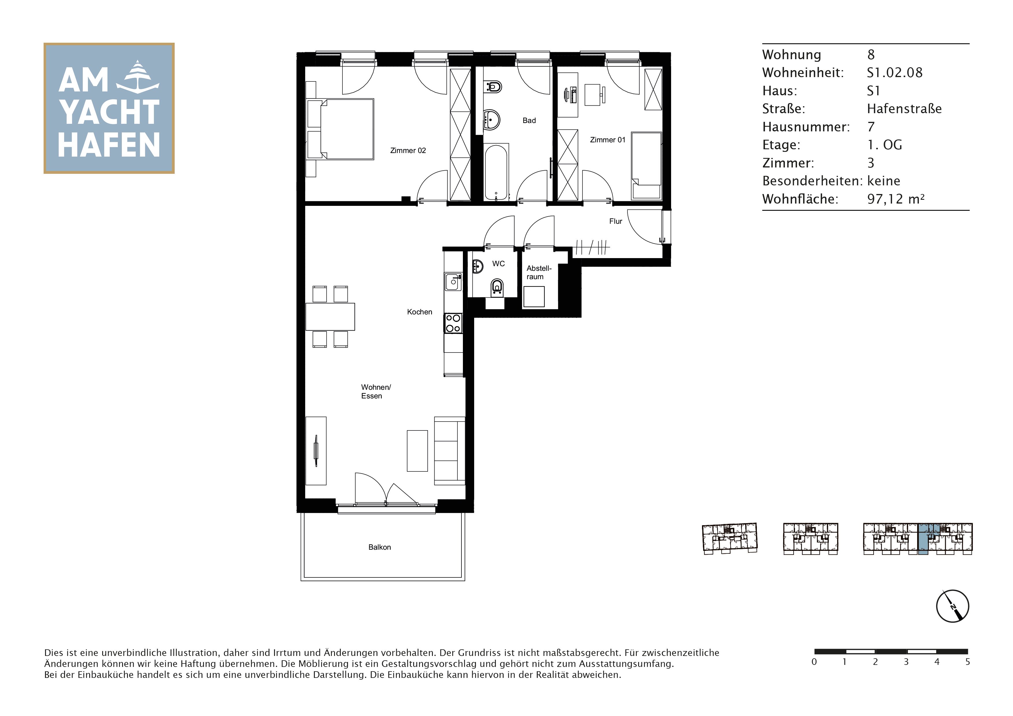 Wohnung zur Miete 1.115 € 3 Zimmer 97,1 m²<br/>Wohnfläche 1.<br/>Geschoss Hafenstraße 7 Neuenhäusen Celle 29223