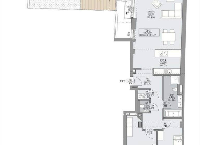 Terrassenwohnung zum Kauf - Erstbezug 943.000 € 4 Zimmer 1. Geschoss Kutschkergasse Wien 1180