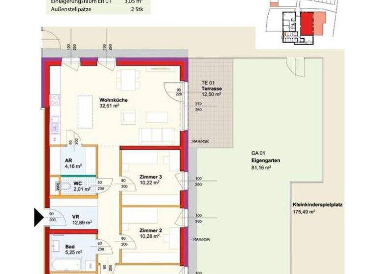 Wohnung zur Miete - Erstbezug 992 € 4 Zimmer 94,7 m² EG Geras 2093