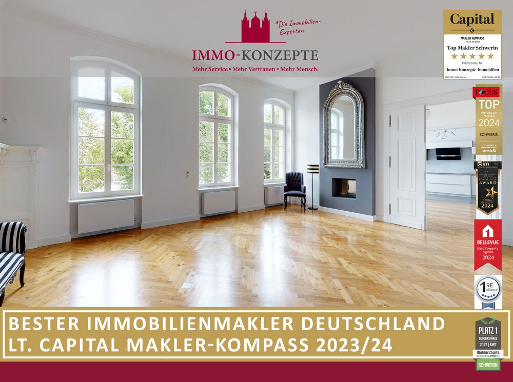 Wohnung zur Miete 2.500 € 4 Zimmer 159 m²<br/>Wohnfläche 1.<br/>Geschoss Paulsstadt Schwerin 19055