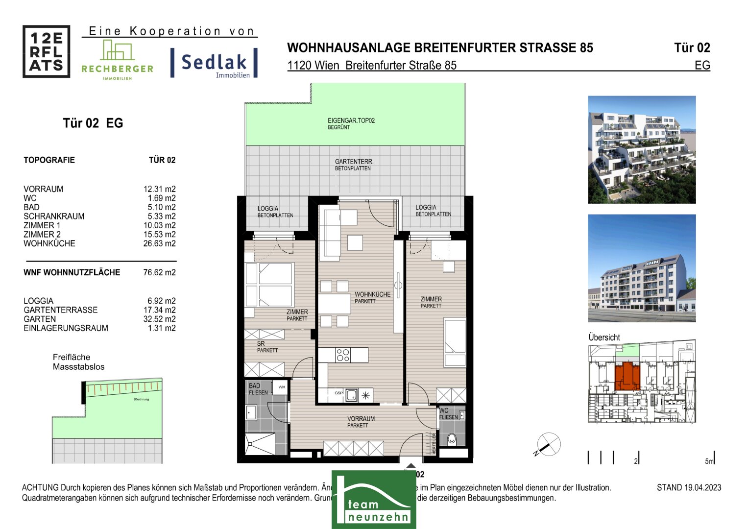 Wohnung zum Kauf provisionsfrei 458.334 € 3 Zimmer 76,6 m²<br/>Wohnfläche EG<br/>Geschoss Breitenfurter Straße 85 Wien 1120