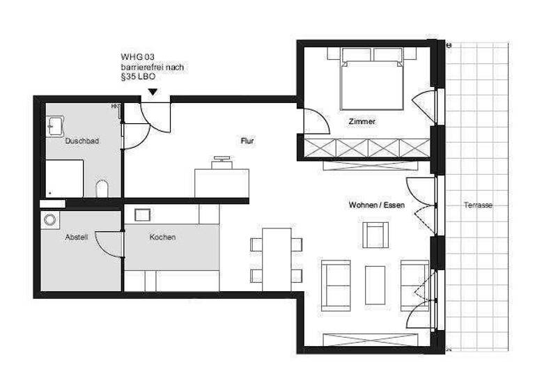 Terrassenwohnung zur Miete 1.122 € 2 Zimmer 93,5 m² frei ab sofort Fritz-Hackstr. 4 Niederweiler Müllheim 79379