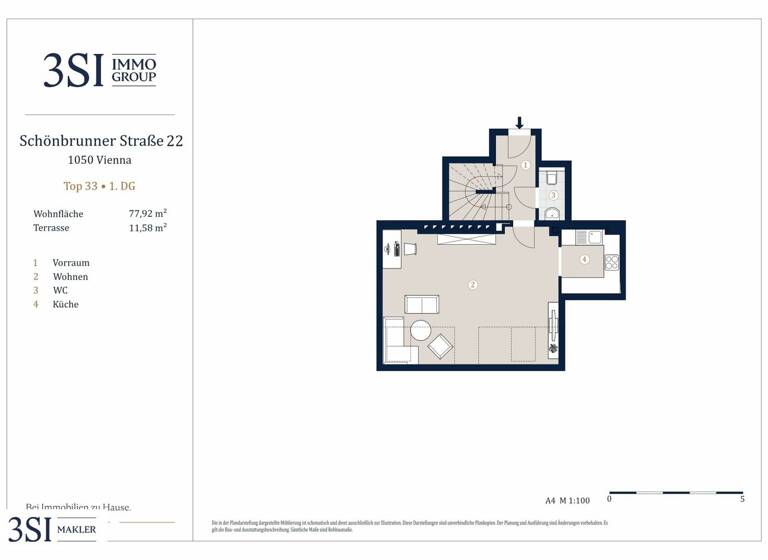 Wohnung zum Kauf 670.000 € 2 Zimmer 77,9 m² 4. Geschoss Schönbrunner Straße 22-24 Wien 1050