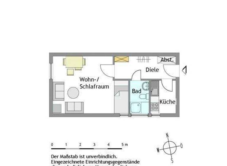 Studio zur Miete 250 € 1 Zimmer 32,9 m² 1. Geschoss frei ab 01.04.2026 Heißener Str. 13 Eppinghofen Mülheim/Ruhr 45468