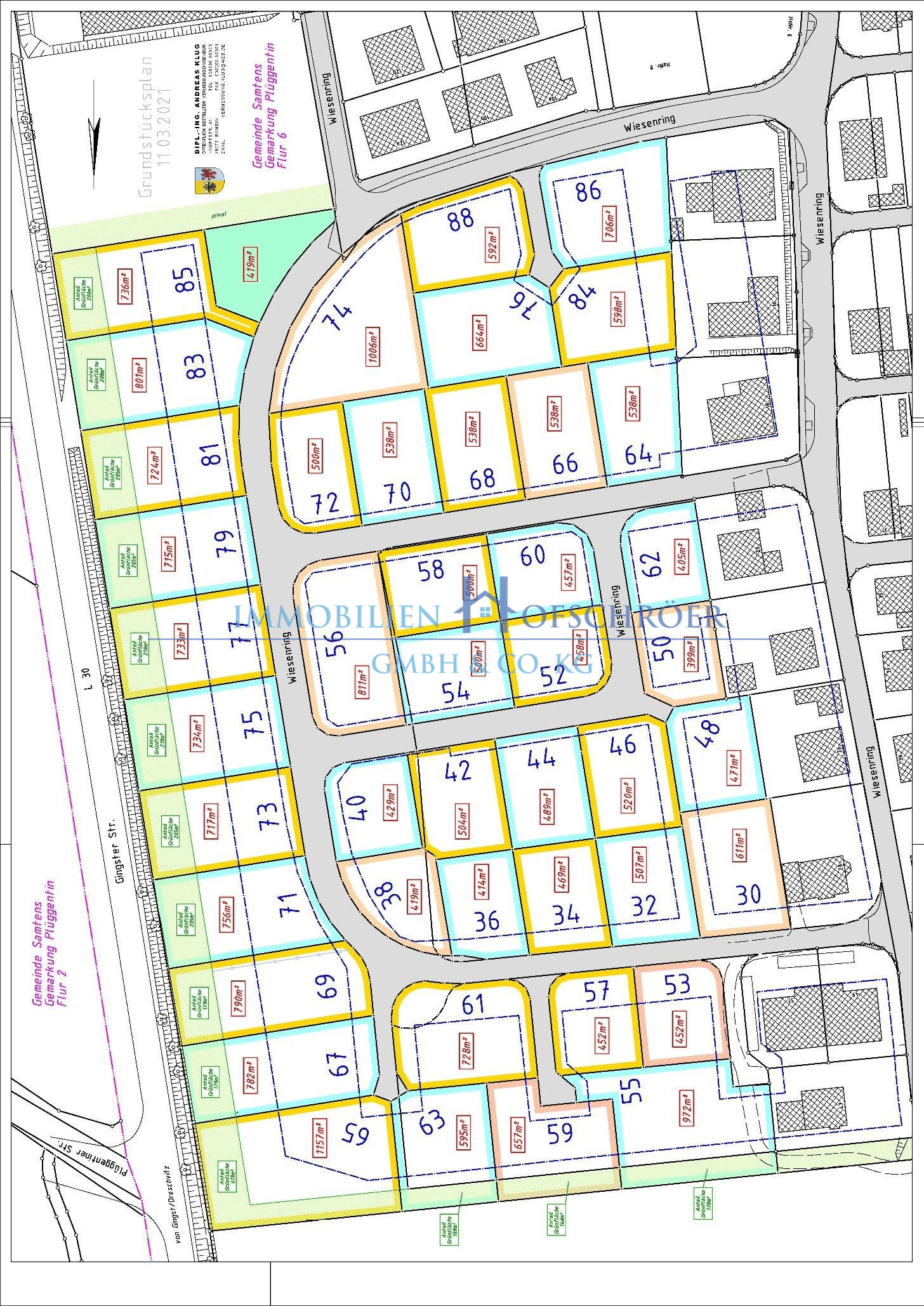 Grundstück zum Kauf provisionsfrei 183.963 € 1.157 m²<br/>Grundstück Wiesenring 65 Samtens Samtens 18573