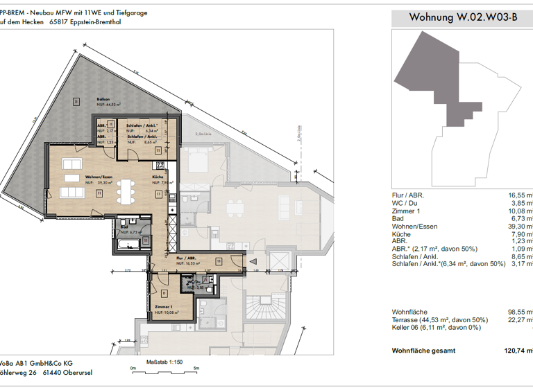 Penthouse zum Kauf - Erstbezug 627.500 € 3 Zimmer 120,7 m² Bremthal Eppstein 65817