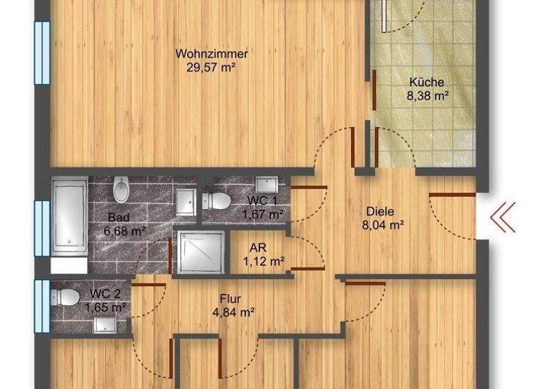 Wohnung zum Kauf 379.000 € 4 Zimmer 100 m² 1. Geschoss Havighorst Oststeinbek 22113