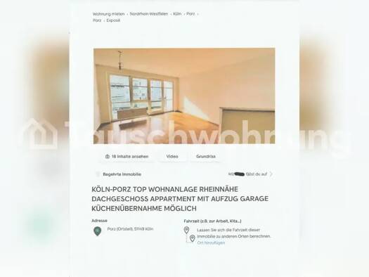 Studio zur Miete Tauschwohnung 480 € 1 Zimmer 38 m² 4. Geschoss Gremberghoven Köln 51149