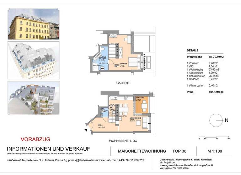 Wohnung zur Miete 1.180 € 2 Zimmer 77,5 m² 4. Geschoss Wien 1100