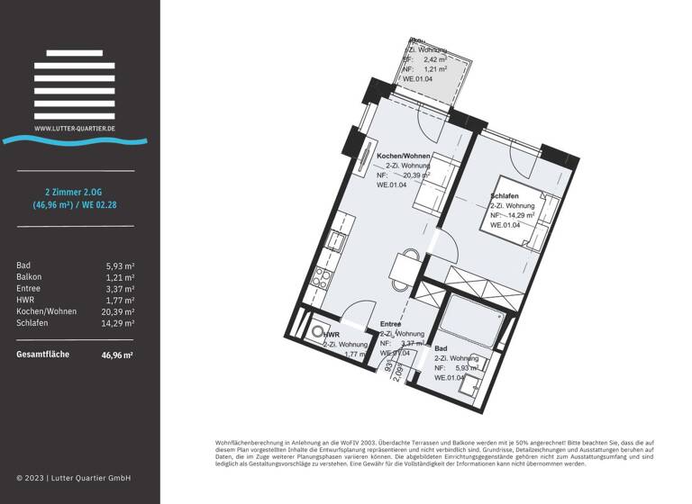 Wohnung zum Kauf - Erstbezug 272.368 € 2 Zimmer 47 m² 2. Geschoss Ravensberger Straße 9 Innenstadt Bielefeld 33602