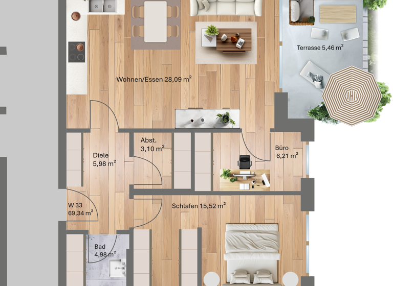 Terrassenwohnung zum Kauf - Erstbezug provisionsfrei 353.600 € 2 Zimmer 69,3 m² EG frei ab sofort Kirschfeldstraße 16 Töging Töging a.Inn 84513