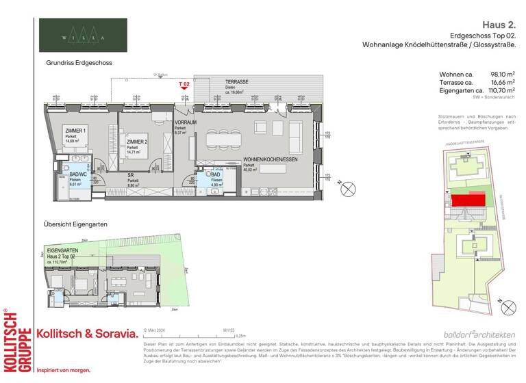 Wohnung zum Kauf - Erstbezug provisionsfrei 849.000 € 3 Zimmer 98,1 m² EG Wien 1140