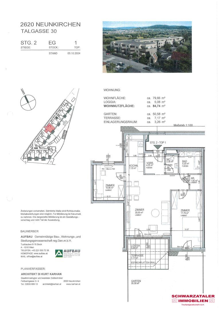 Wohnung zur Miete 1.043 € 2 Zimmer 79,7 m²<br/>Wohnfläche EG<br/>Geschoss 01.03.2025<br/>Verfügbarkeit Talgasse 30 Neunkirchen 2620