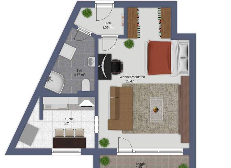 Studio zum Kauf 163.000 € 1 Zimmer 39,6 m² 1. Geschoss Bilk Düsseldorf 40223