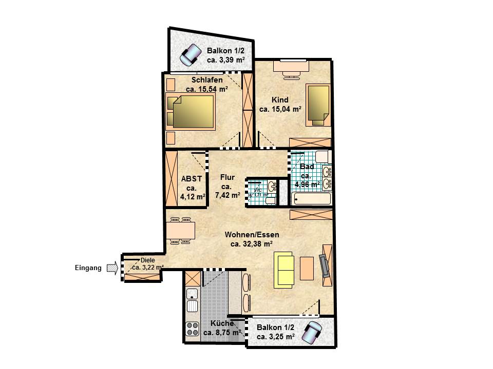 Wohnung zur Miete 950 € 3,5 Zimmer 98,6 m²<br/>Wohnfläche 2.<br/>Geschoss Büchenbach - West Erlangen 91056