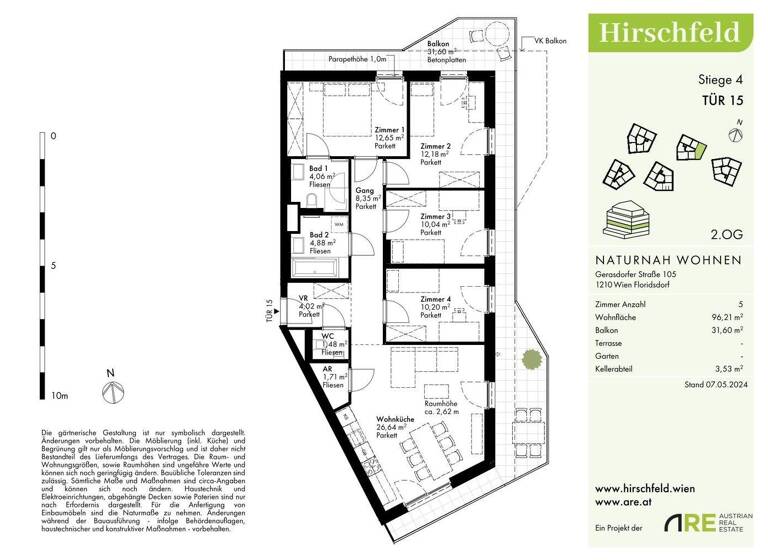 Wohnung zum Kauf - Erstbezug provisionsfrei 591.000 € 5 Zimmer 96,2 m² 2. Geschoss Wien 1210