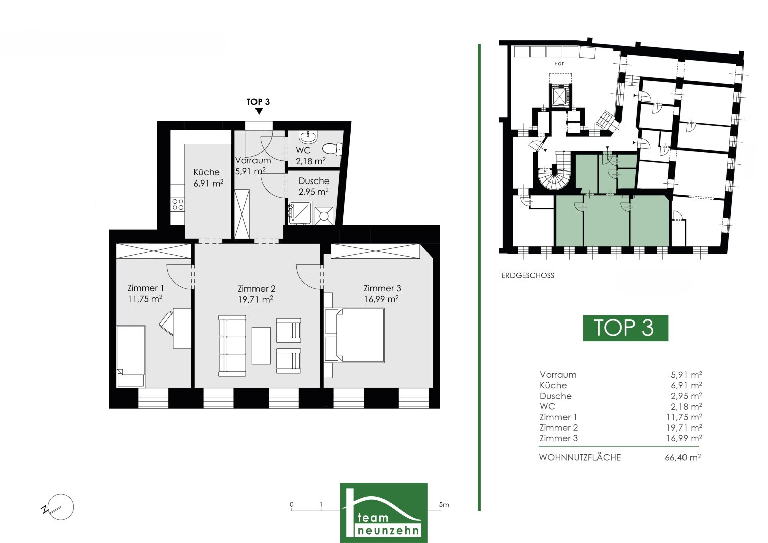 Wohnung zur Miete 1.226 € 3 Zimmer 66,4 m²<br/>Wohnfläche EG<br/>Geschoss Pezzlgasse 68 Wien 1170