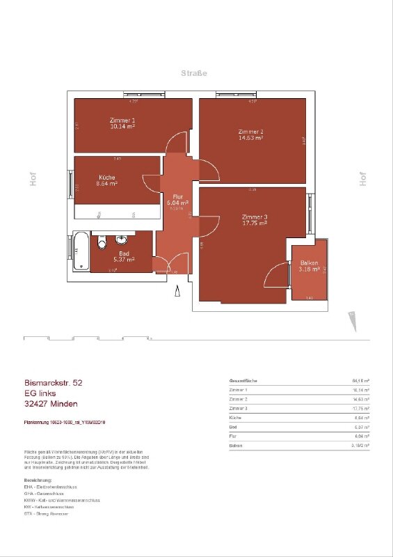 Wohnung zur Miete 615 € 3 Zimmer 64 m²<br/>Wohnfläche 01.02.2025<br/>Verfügbarkeit Bismarckstr. 52 Königstor 5 Minden 32427