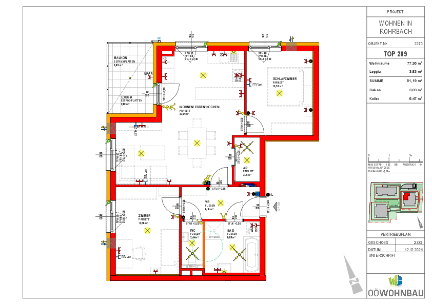 Wohnung zur Miete 806 € 3 Zimmer 77,4 m²<br/>Wohnfläche 2.<br/>Geschoss Fadingerstraße Rohrbach-Berg 4150