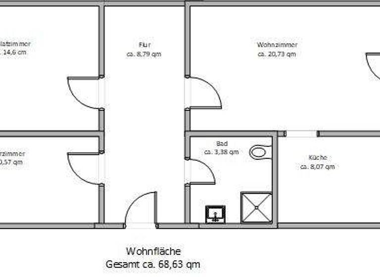 Wohnung zur Miete 481 € 3 Zimmer 68,6 m² EG Bitterfelder Straße 34 Wolfen Bitterfeld-Wolfen 06766