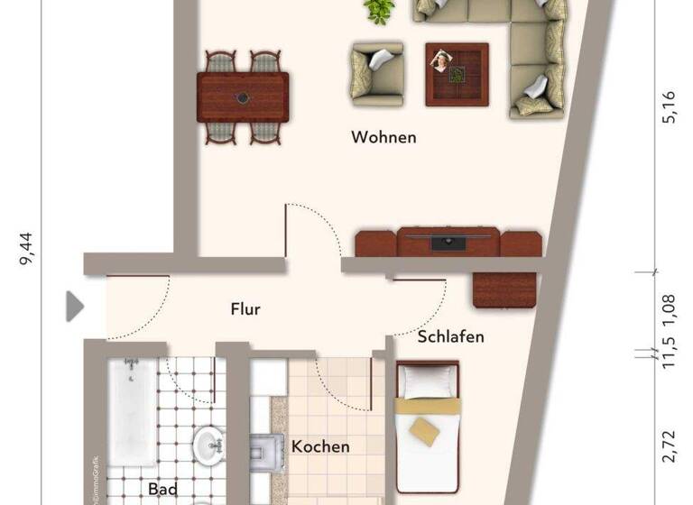 Wohnung zur Miete 369 € 2 Zimmer 52,7 m² 1. Geschoss frei ab sofort Lindenplatz 1 Borstel Stendal 39576