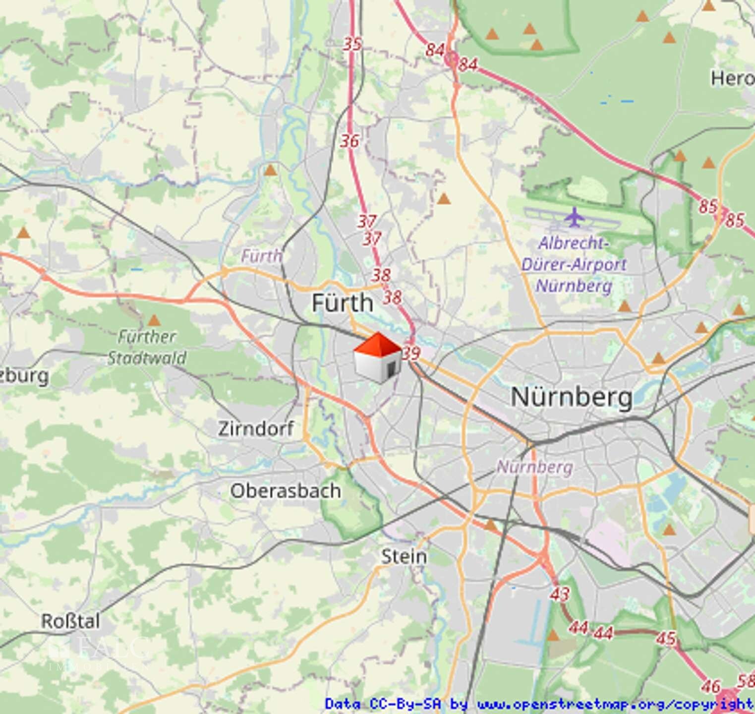 Wohnung zur Miete 985 € 3 Zimmer 61,7 m²<br/>Wohnfläche 4.<br/>Geschoss ab sofort<br/>Verfügbarkeit Südstadt 40 Fürth 90763