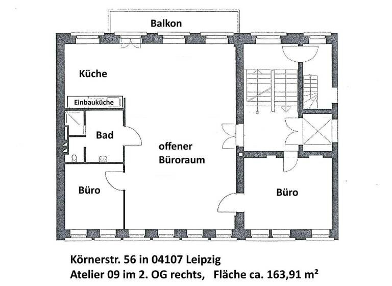 Bürofläche zur Miete provisionsfrei 2.146 € 2 Zimmer 163,9 m² Bürofläche Körnerstr. 56 Zentrum-Süd Leipzig 04107