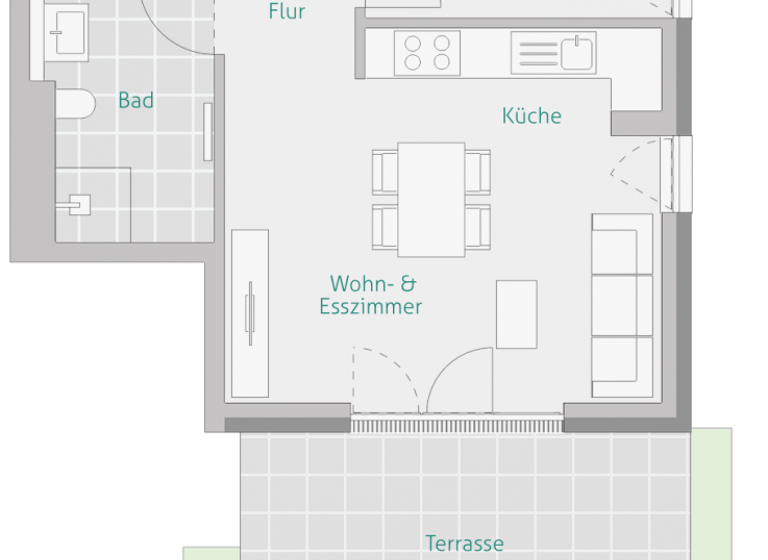 Terrassenwohnung zum Kauf - Neubau provisionsfrei 430.500 € 2 Zimmer 53,2 m²<br/>Wohnfläche EG<br/>Geschoss Schillerstraße 36 Herrenberg Herrenberg 71083