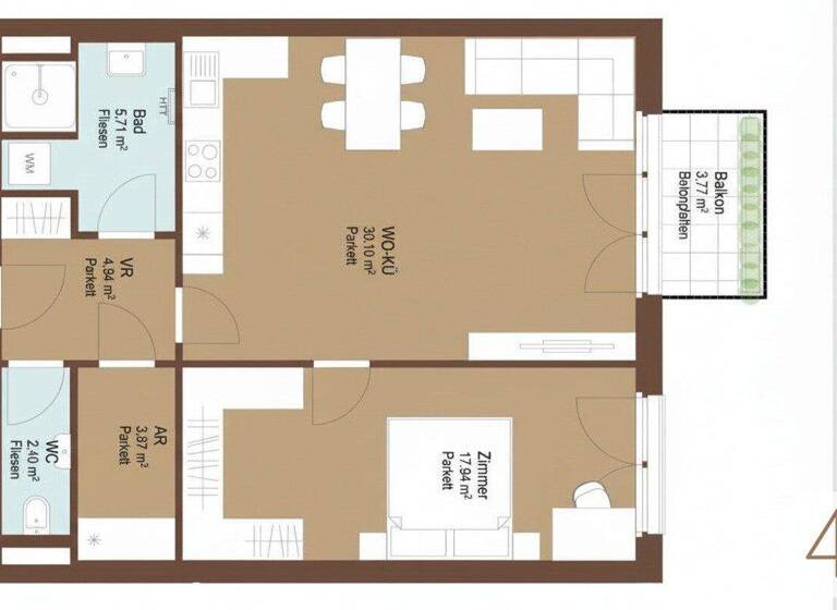 Wohnung zum Kauf 277.406 € 62,7 m² 1. Geschoss Kirchberg am Wagram 3470