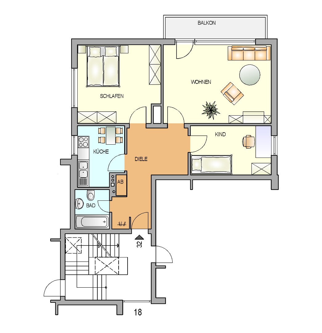 Wohnung zur Miete 541 € 3 Zimmer 74 m²<br/>Wohnfläche 2.<br/>Geschoss 01.02.2025<br/>Verfügbarkeit Am Stadtwald 18 Trecknase Remscheid 42897