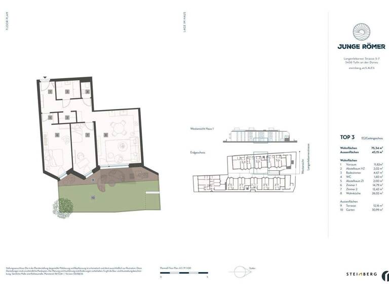 Wohnung zum Kauf 448.000 € 3 Zimmer 75,3 m² EG frei ab 01.05.2027 Tulln an der Donau 3430