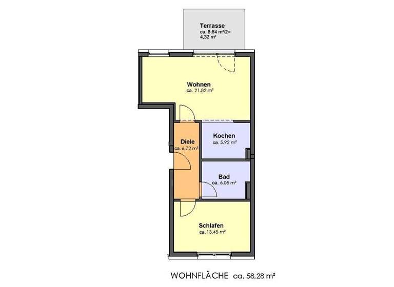 Wohnung zur Miete 532 € 2 Zimmer 58,3 m² EG frei ab 01.04.2026 Töpferwall 22 Bitterfeld Bitterfeld-Wolfen 06749