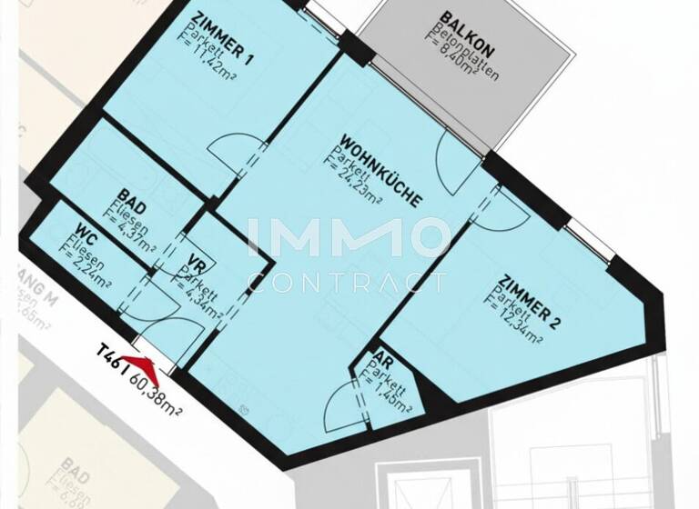 Wohnung zum Kauf - Erstbezug 469.500 € 3 Zimmer 60,4 m² 2. Geschoss frei ab 31.08.2026 Wien 1210