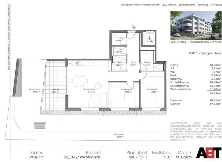 Wohnung zum Kauf - Erstbezug 444.427 € 3 Zimmer 86,3 m² EG Steinach am Brenner 6150