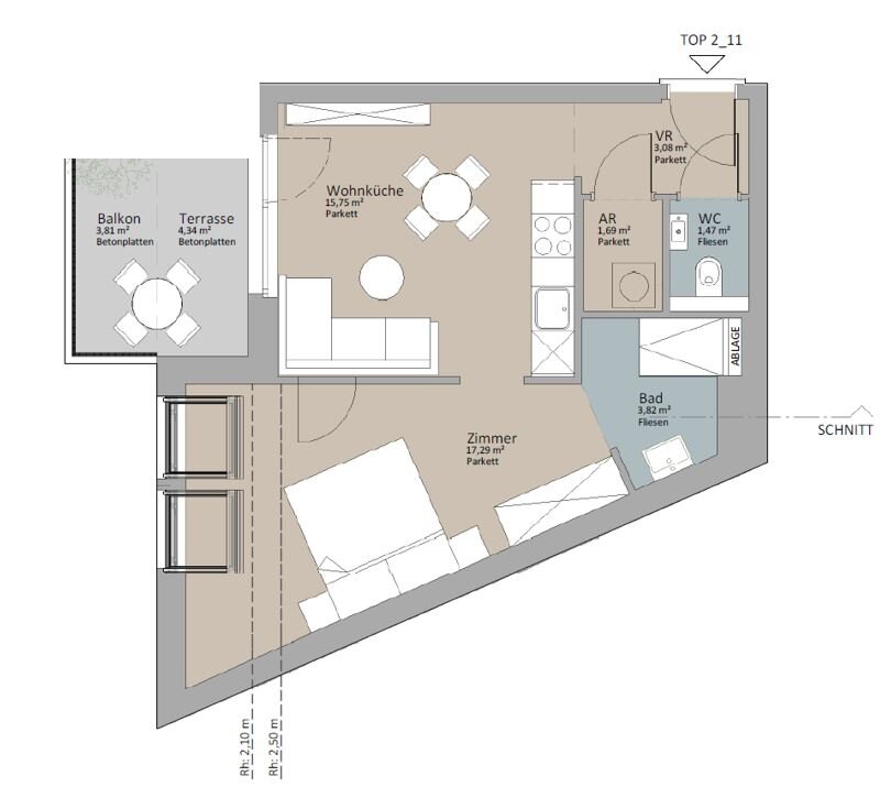 Wohnung zum Kauf 239.000 € 2 Zimmer 43,1 m²<br/>Wohnfläche Wien 1100