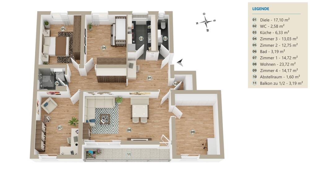 Wohnung zum Kauf 1.099.000 € 5 Zimmer 112,4 m²<br/>Wohnfläche 5.<br/>Geschoss Schwabing-Freimann München 80804