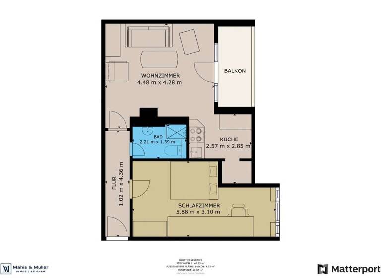 Wohnung zum Kauf 175.000 € 2 Zimmer 42 m² Aachen 52074
