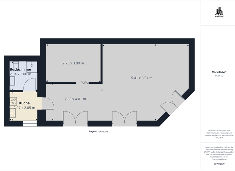 Wohnung zur Miete 850 € 2 Zimmer 59 m² Bollendorfer Straße 8a Echternacherbrück 54668