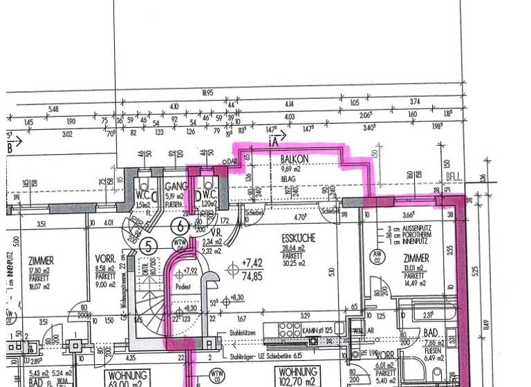 Wohnung zur Miete 1.944 € 3 Zimmer 103 m² 2. Geschoss Wien 1180