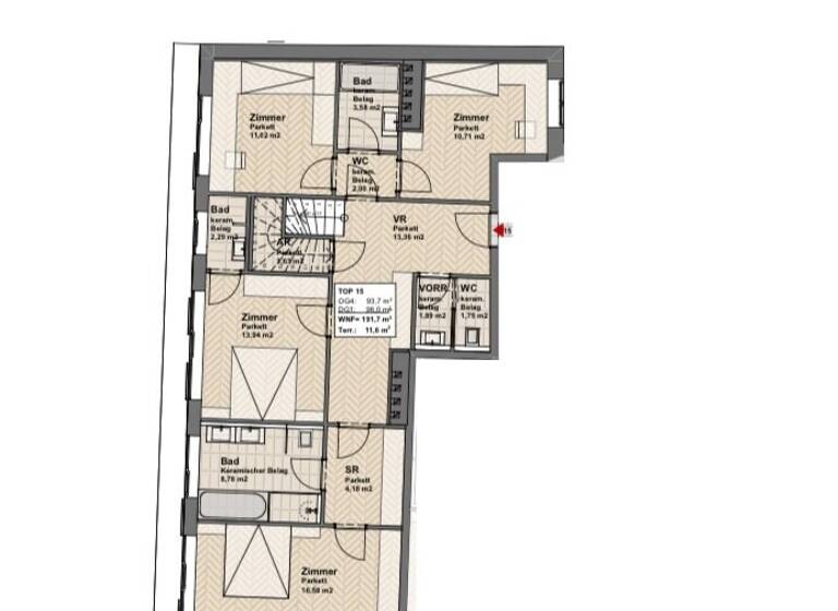Wohnung zum Kauf 1.550.000 € 5 Zimmer 192 m² Wien 1040