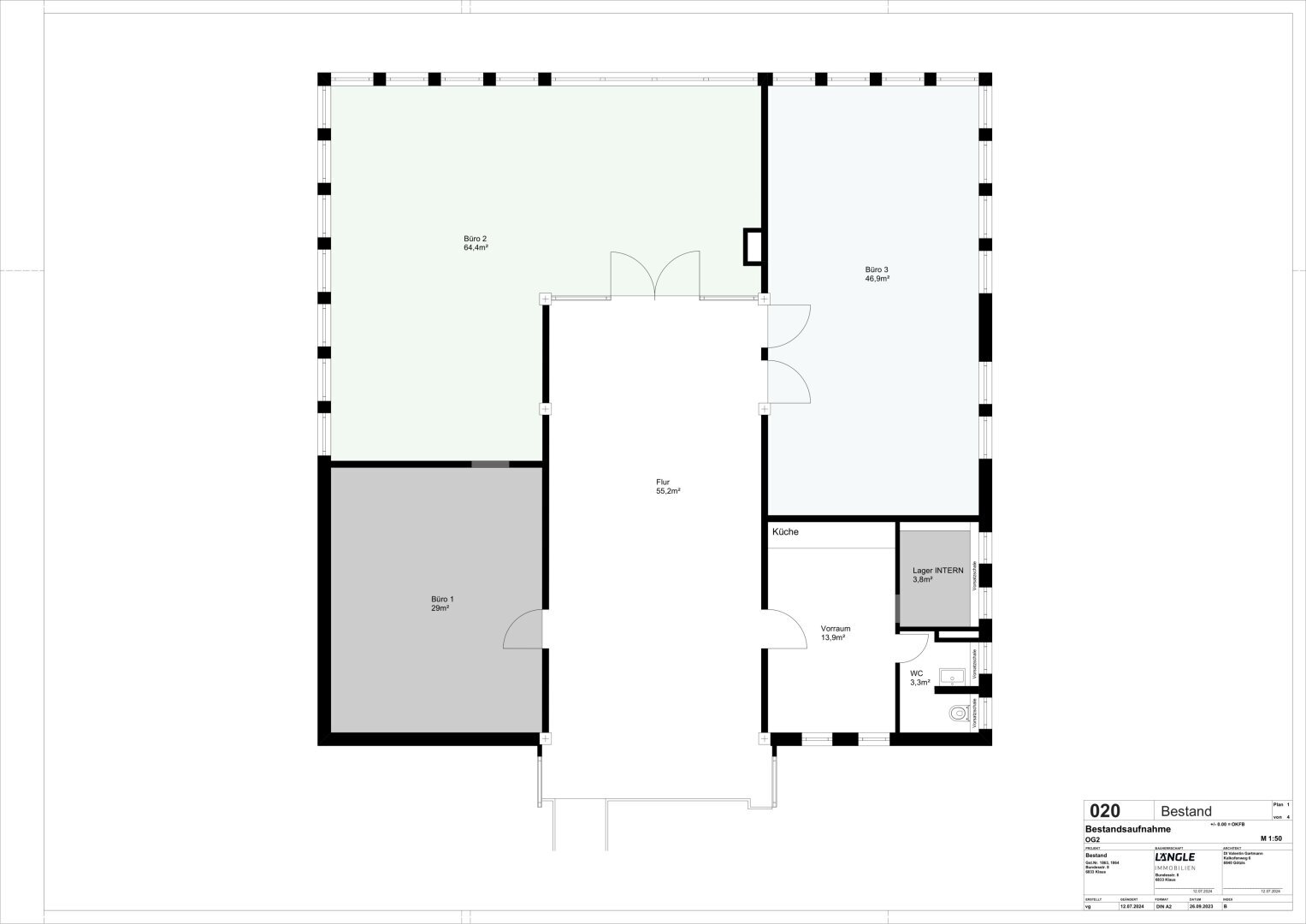 Bürofläche zur Miete 649 € 1 Zimmer 46,9 m²<br/>Bürofläche Klaus 6833