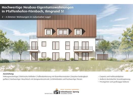 Terrassenwohnung zum Kauf - Erstbezug 599.000 € 4 Zimmer 90,8 m² EG Ilmgrund 5 Förnbach Pfaffenhofen an der Ilm 85276