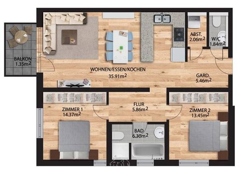 Wohnung zum Kauf - Erstbezug 315.000 € 3 Zimmer 86,6 m² EG Grünenwört Wertheim/Grünenwört 97877