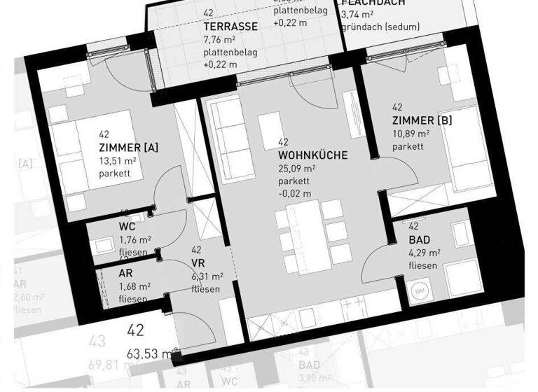 Wohnung zum Kauf - Erstbezug 408.000 € 3 Zimmer 63,5 m² 2. Geschoss frei ab 30.03.2026 Wien 1220