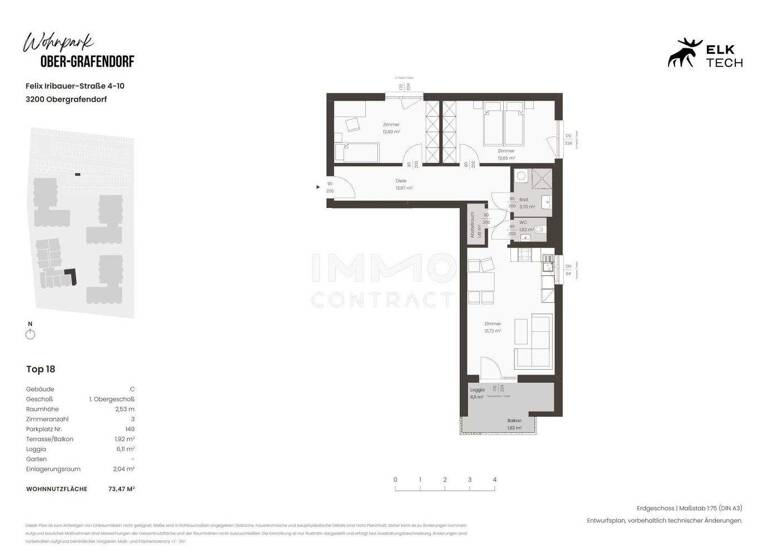 Wohnung zum Kauf - Erstbezug provisionsfrei 234.000 € 3 Zimmer 73,5 m² frei ab sofort Teufelhof St. Pölten 3100
